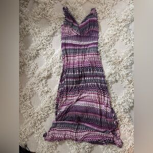 3/$30 FLASH SALE - Loveappella Pink and Purple Printed Maxi Dress